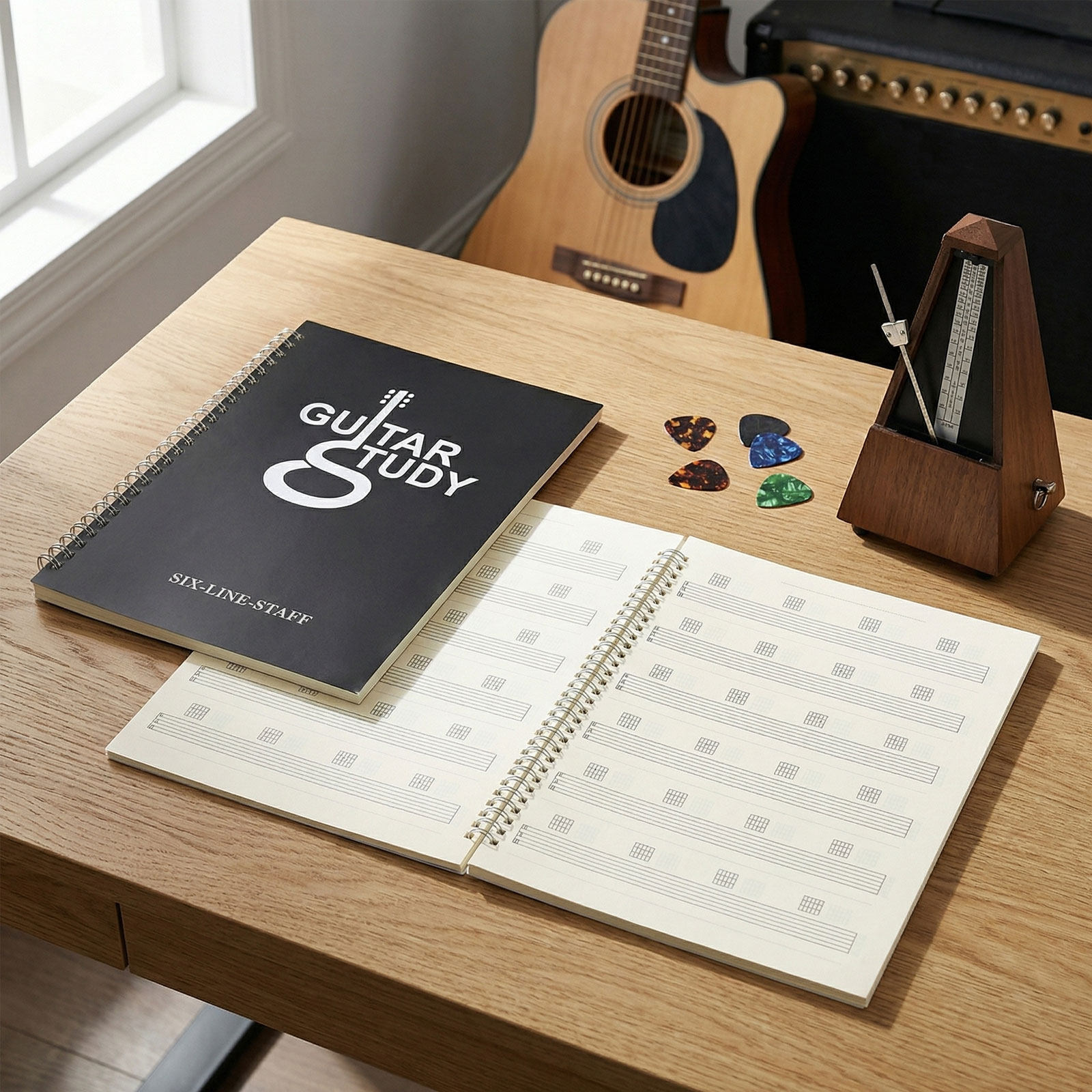 2Pcs 6 String Guitar Tablature - огляд і ціна Blank Sheet Music Notebook